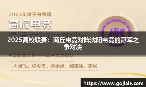 2025高校联赛：商丘电竞对阵沈阳电竞的冠军之争对决